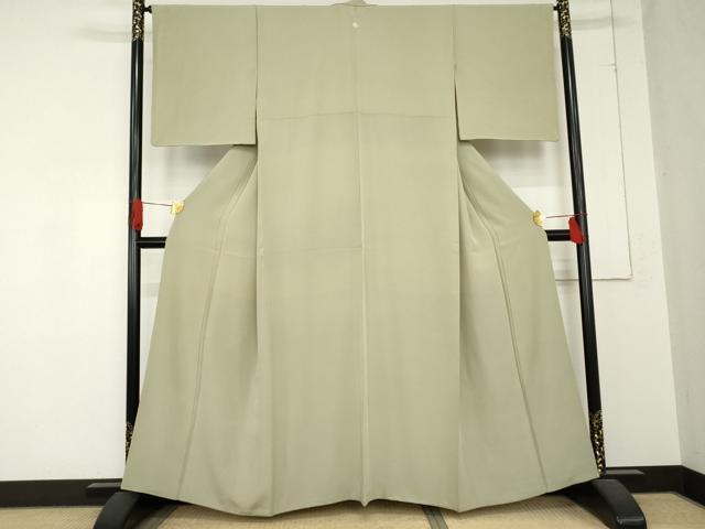 平和屋着物●上質な色無地　山葵色　正絹　逸品　AABD4965cs