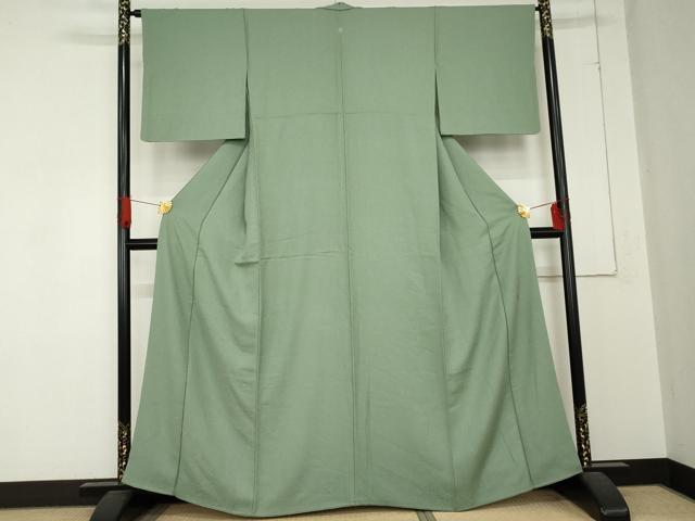 平和屋着物○本草木染作家 圓啓 色無地 花尽くし地紋 薄青色