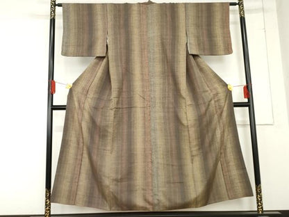 平和屋着物●上質な紬　間道　正絹　逸品　AABD4974cs