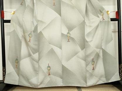 平和屋着物●上質な小紋 手描き 器物文 暈し染め 金銀彩 正絹 逸品 AABD4978cs