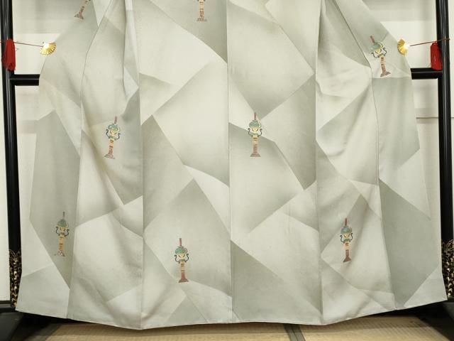 平和屋着物●上質な小紋 手描き 器物文 暈し染め 金銀彩 正絹 逸品 AABD4978cs