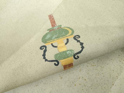 平和屋着物●上質な小紋 手描き 器物文 暈し染め 金銀彩 正絹 逸品 AABD4978cs