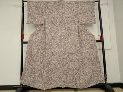 平和屋着物●上質な小紋　草花文　鬼しぼ縮緬　高島屋扱い　正絹　逸品　AABD4988cs