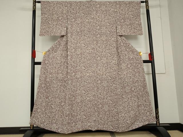 平和屋着物●上質な小紋　草花文　鬼しぼ縮緬　高島屋扱い　正絹　逸品　AABD4988cs