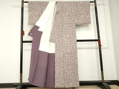 平和屋着物●上質な小紋　草花文　鬼しぼ縮緬　高島屋扱い　正絹　逸品　AABD4988cs