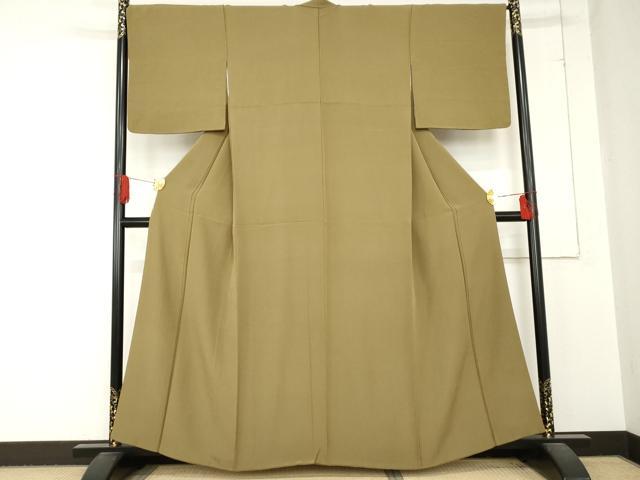 平和屋着物●上質な色無地 油色 正絹 逸品 AABD4992cs
