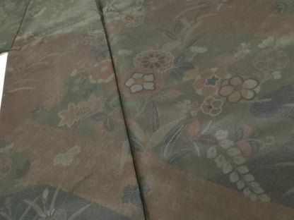 平和屋着物●本場染大島紬 訪問着 彩大島 吉祥草花文 藤絹織物謹製 証紙付き 正絹 逸品 AABD5015cs
