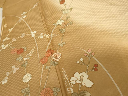 平和屋着物●訪問着 手描き 駒刺繍 枝花文 暈し染め 正絹 逸品 AABD5020cs