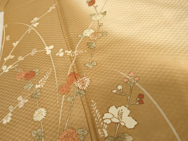 平和屋着物●訪問着 手描き 駒刺繍 枝花文 暈し染め 正絹 逸品 AABD5020cs