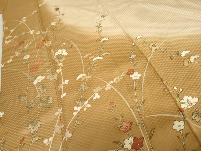 平和屋着物●訪問着 手描き 駒刺繍 枝花文 暈し染め 正絹 逸品 AABD5020cs