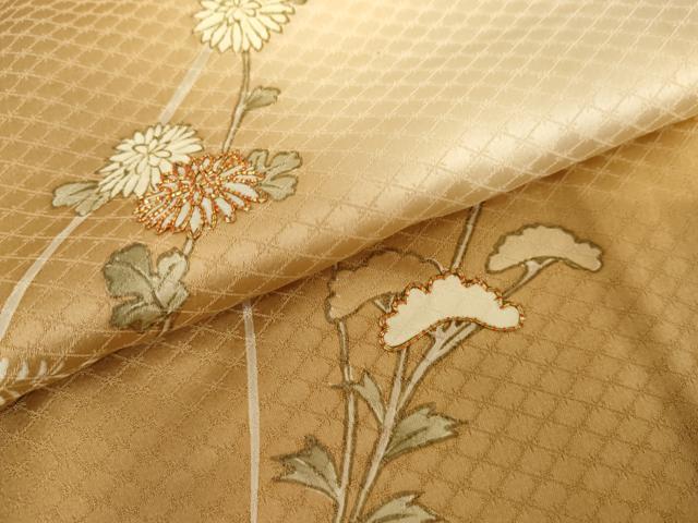 平和屋着物●訪問着 手描き 駒刺繍 枝花文 暈し染め 正絹 逸品 AABD5020cs