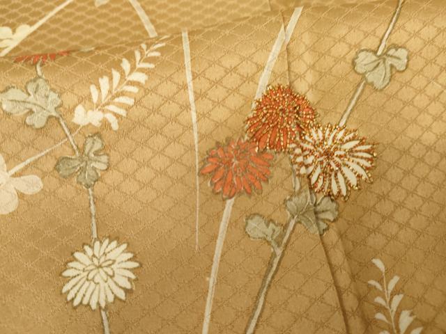 平和屋着物●訪問着 手描き 駒刺繍 枝花文 暈し染め 正絹 逸品 AABD5020cs