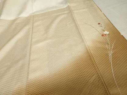 平和屋着物●訪問着 手描き 駒刺繍 枝花文 暈し染め 正絹 逸品 AABD5020cs