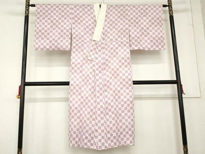 平和屋着物●長襦袢 無双仕立て 市松花文 正絹 逸品 AABD5030cs