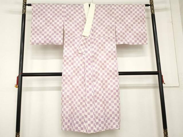 平和屋着物●長襦袢 無双仕立て 市松花文 正絹 逸品 AABD5030cs