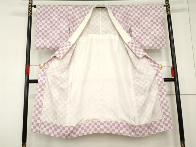 平和屋着物●長襦袢 無双仕立て 市松花文 正絹 逸品 AABD5030cs