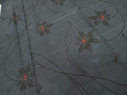 平和屋着物●本場大島紬 一元7マルキ 花唐草文 正絹 逸品 AABD5033cs