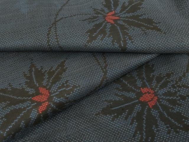 平和屋着物●本場大島紬 一元7マルキ 花唐草文 正絹 逸品 AABD5033cs