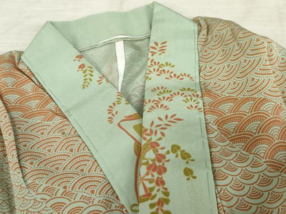 平和屋着物●長襦袢 無双仕立て 青海波 正絹 逸品 AABD5036cs