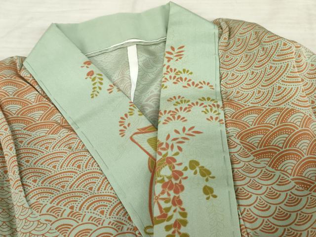 平和屋着物●長襦袢 無双仕立て 青海波 正絹 逸品 AABD5036cs