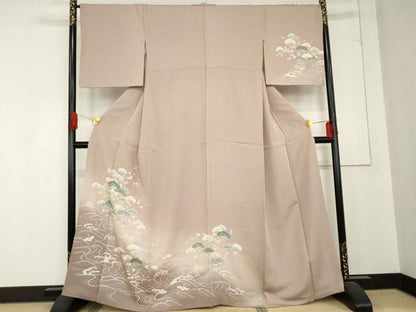 平和屋着物●訪問着 飛鶴浜松風景文 暈し染め 金彩 正絹 逸品 AABD5040cs