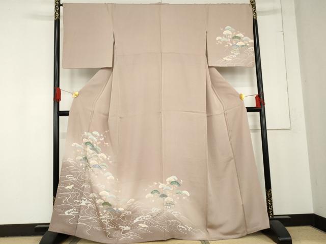 平和屋着物●訪問着 飛鶴浜松風景文 暈し染め 金彩 正絹 逸品 AABD5040cs