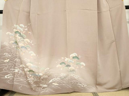 平和屋着物●訪問着 飛鶴浜松風景文 暈し染め 金彩 正絹 逸品 AABD5040cs
