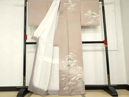 平和屋着物●訪問着 飛鶴浜松風景文 暈し染め 金彩 正絹 逸品 AABD5040cs