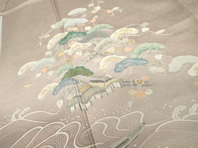 平和屋着物●訪問着 飛鶴浜松風景文 暈し染め 金彩 正絹 逸品 AABD5040cs
