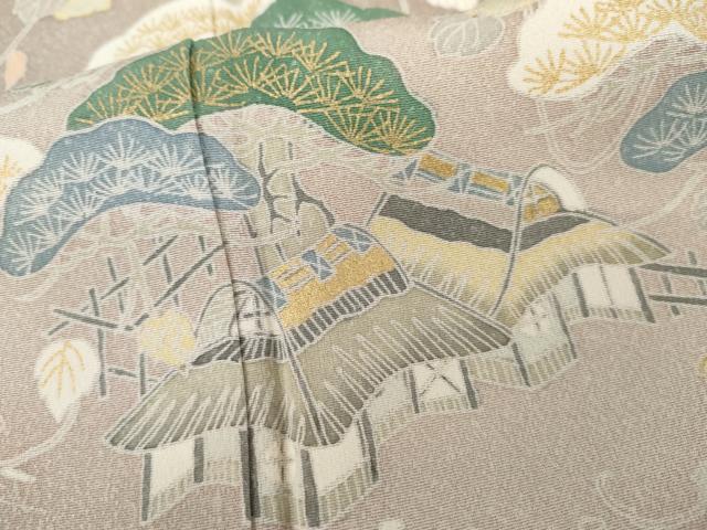 平和屋着物●訪問着 飛鶴浜松風景文 暈し染め 金彩 正絹 逸品 AABD5040cs