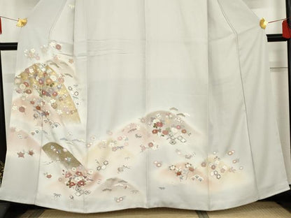 平和屋着物●訪問着 駒刺繍 重ね山吉祥花文 暈し染め 正絹 逸品 AABD5052cs