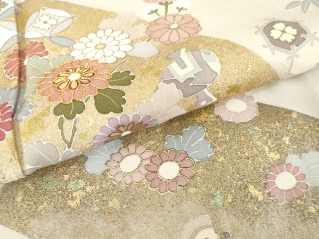 平和屋着物●訪問着 駒刺繍 重ね山吉祥花文 暈し染め 正絹 逸品 AABD5052cs