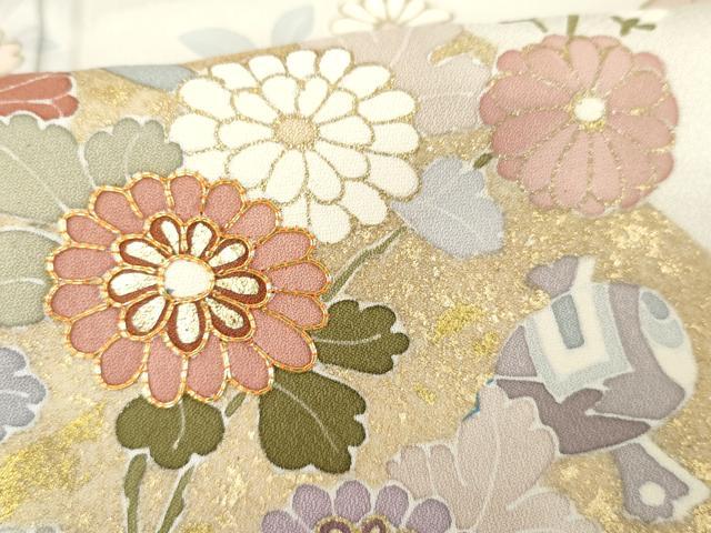 平和屋着物●訪問着 駒刺繍 重ね山吉祥花文 暈し染め 正絹 逸品 AABD5052cs