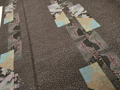 平和屋着物●本場大島紬 カタス9マルキ 京風景文 正絹 逸品 AABD5054cs