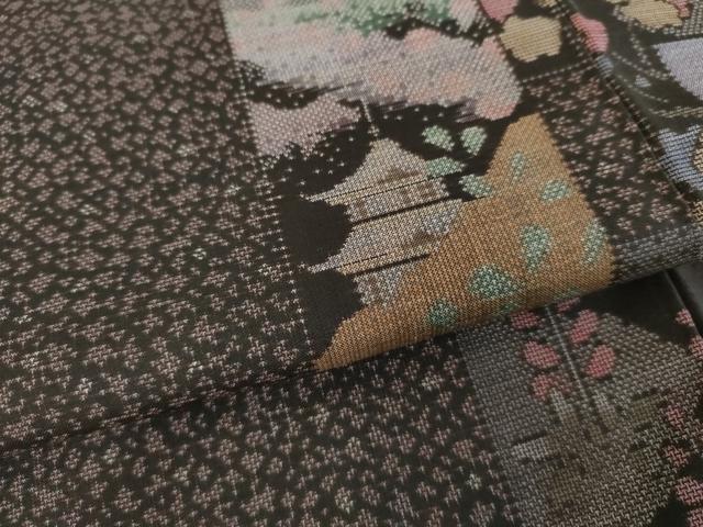 平和屋着物●本場大島紬 カタス9マルキ 京風景文 正絹 逸品 AABD5054cs