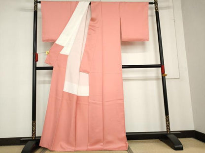 平和屋着物●上質な色無地 桃色 正絹 逸品 AABD5059cs