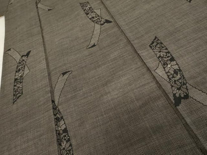 平和屋着物●本場大島紬 泥染め 一元7マルキ 短冊花文 正絹 逸品 AABD5063cs