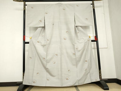 平和屋着物●上質な紬　花丸文　正絹　逸品　AABD5066cs