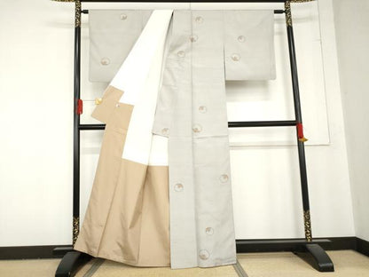 平和屋着物●上質な紬　花丸文　正絹　逸品　AABD5066cs