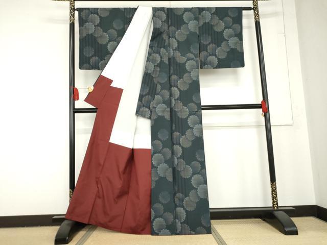 平和屋着物○本場大島紬 雪輪重ね文 正絹 逸品 AABD5067cs