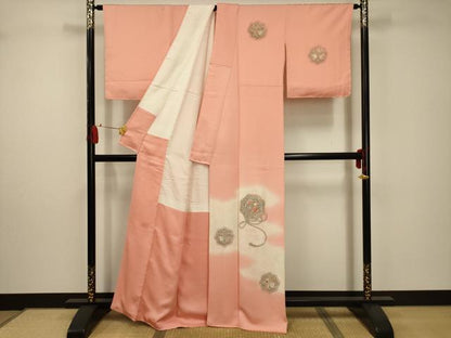 平和屋着物■訪問着　中国三大刺繍　汕頭刺繍　スワトウ刺繍　花鏡裏文　暈し染め　正絹　逸品　AABD5266sx