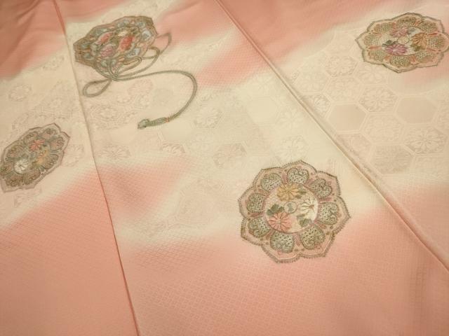 平和屋着物■訪問着　中国三大刺繍　汕頭刺繍　スワトウ刺繍　花鏡裏文　暈し染め　正絹　逸品　AABD5266sx