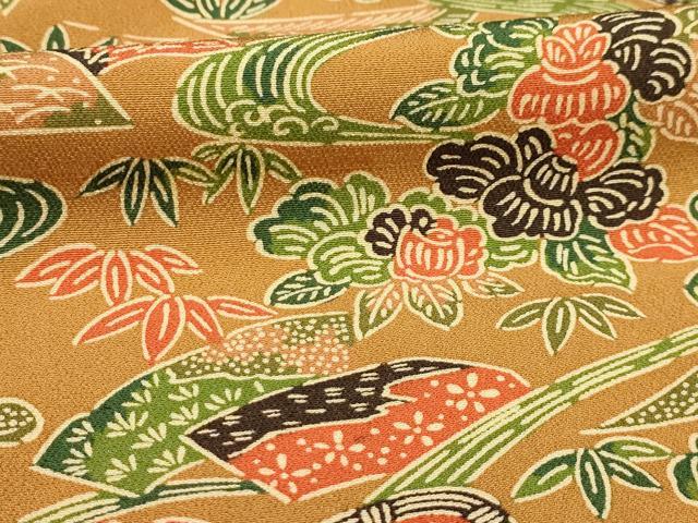 平和屋着物■上質な小紋　型染め　風景文　正絹　逸品　AABD5271sx
