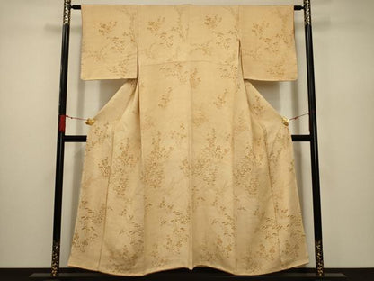 平和屋着物■上質な小紋　草花文　鬼しぼ縮緬　正絹　逸品　AABD5278sx