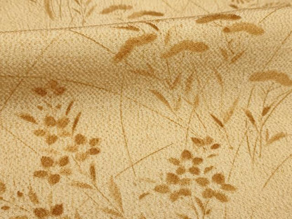 平和屋着物■上質な小紋　草花文　鬼しぼ縮緬　正絹　逸品　AABD5278sx