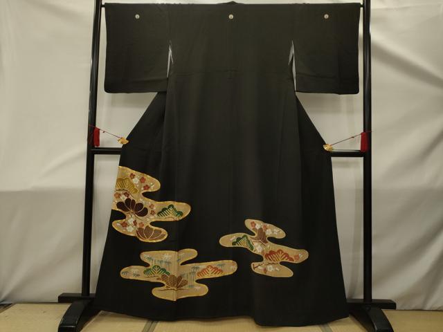 平和屋着物■豪華黒留袖　作家物　霞取り松竹梅風景文　金彩　正絹　逸品　AABD5310sx