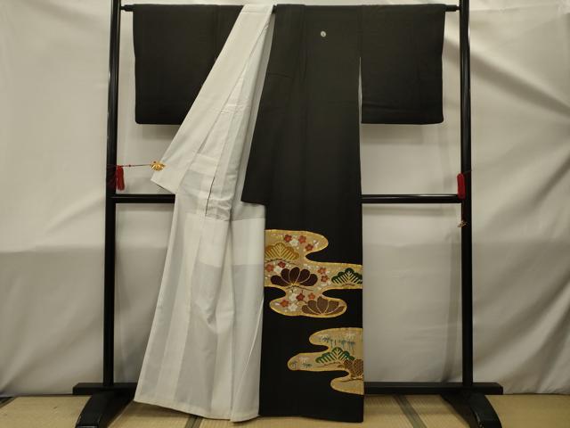 平和屋着物■豪華黒留袖　作家物　霞取り松竹梅風景文　金彩　正絹　逸品　AABD5310sx