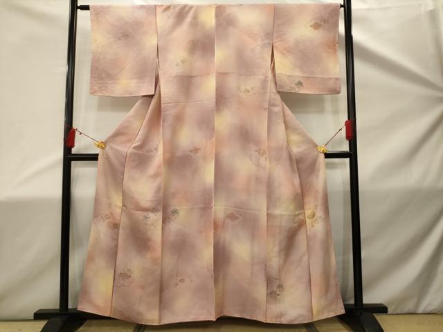 平和屋着物■上質な小紋　雲取り花菱文　地紋起こし　暈し染め　正絹　逸品　AABD5314sx
