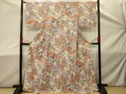 平和屋着物■上質な小紋　流水花文　金彩　正絹　逸品　AABD5326sx