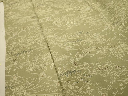 平和屋着物■上質な小紋　飛鶴風景文　正絹　逸品　AABD5372sx